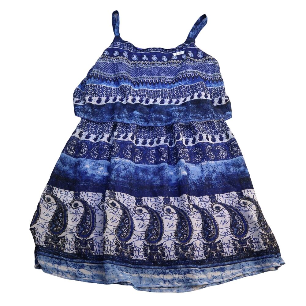 Jessica Taylor Tank Top Women 2X Blue Spaghetti Strap Sleeveless Ruffle Tiered